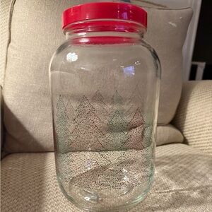 Glass Christmas Jar Cookie Canister 1 gallon.